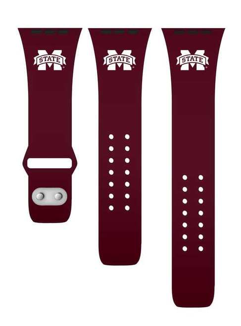 Image of Mississippi State Bulldogs Silicone Watch Band Compatible with Apple Watch - 38mm/40mm/41mm Maroon C-AB1-172-38