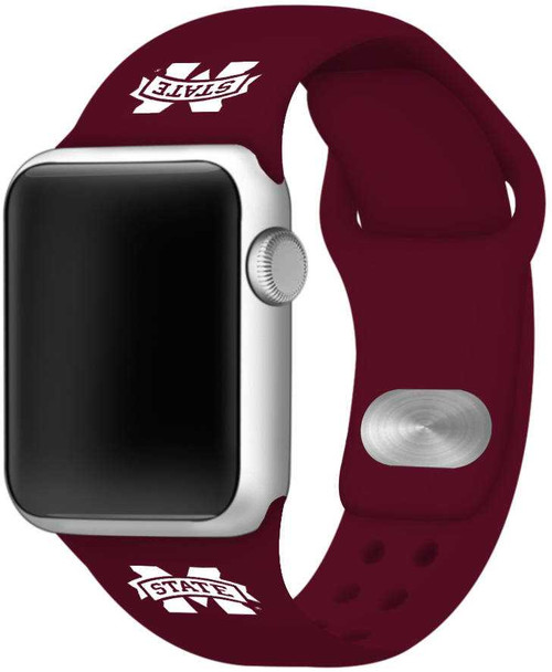 Image of Mississippi State Bulldogs Silicone Watch Band Compatible with Apple Watch - 42mm/44mm/45mm Maroon C-AB1-172-42