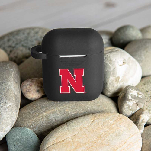 Image of Nebraska Huskers Silicone Case Cover Compatible with Apple AirPods Battery Case - Black C-APA1-156