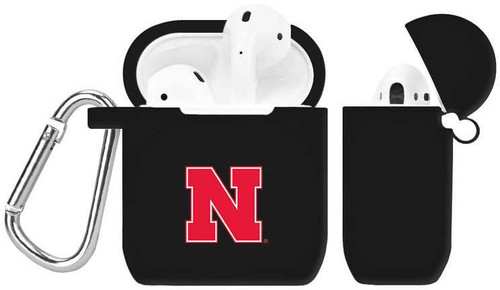 Image of Nebraska Huskers Silicone Case Cover Compatible with Apple AirPods Battery Case - Black C-APA1-156