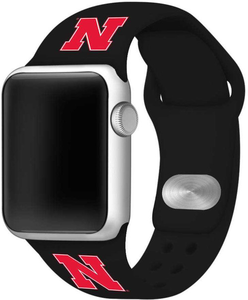 Image of Nebraska Huskers Silicone Watch Band Compatible with Apple Watch - 38mm/40mm/41mm Black C-AB2-156-38