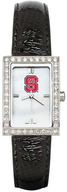 Image of North Carolina State Ladies Allure Watch Black Leather Strap by LogoArt
