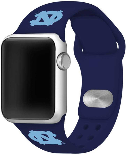 Image of North Carolina Tar Heels Silicone Watch Band Compatible with Apple Watch - 38mm/40mm/41mm Navy Blue C-AB1-203-38