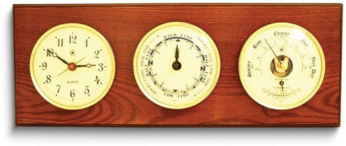 Image of Oak Wood Clock/Tide Clock/Barometer/Thermometer (Gifts)