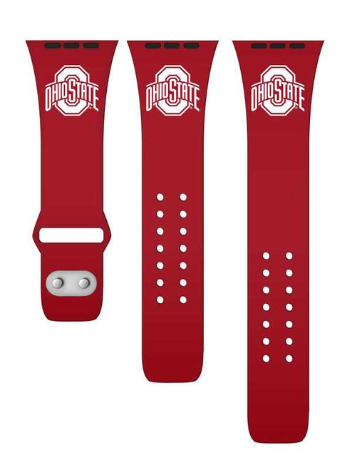 Image of Ohio State Buckeyes Silicone Watch Band Compatible with Apple Watch - 38mm/40mm/41mm Red C-AB1-177-38