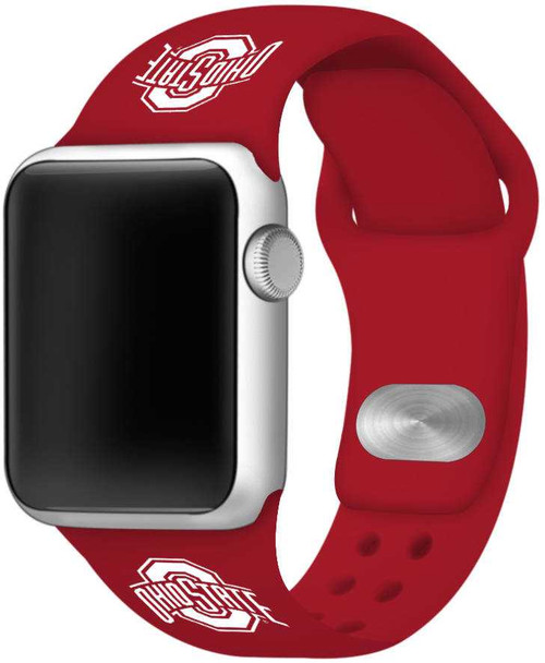 Image of Ohio State Buckeyes Silicone Watch Band Compatible with Apple Watch - 38mm/40mm/41mm Red C-AB1-177-38