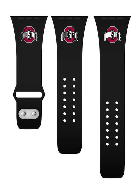 Image of Ohio State Buckeyes Silicone Watch Band Compatible with Apple Watch - 42mm/44mm/45mm Black C-AB2-177-42