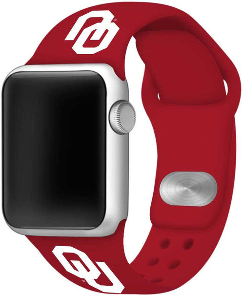 Image of Oklahoma Sooners Silicone Watch Band Compatible with Apple Watch - 38mm/40mm/41mm Red C-AB1-201-38