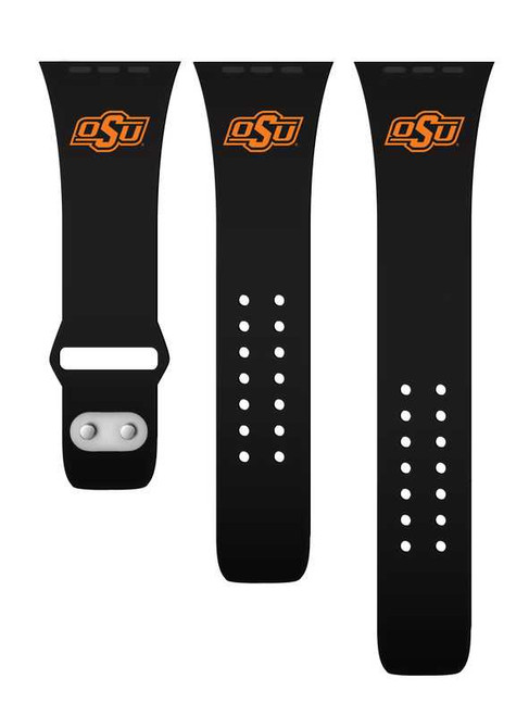 Image of Oklahoma State Cowboys Silicone Watch Band Compatible with Apple Watch - 38mm/40mm/41mm Black C-AB2-140-38