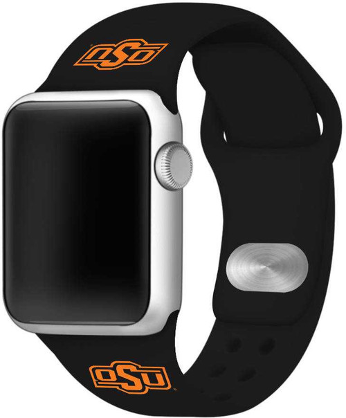 Image of Oklahoma State Cowboys Silicone Watch Band Compatible with Apple Watch - 42mm/44mm/45mm Black C-AB2-140-42