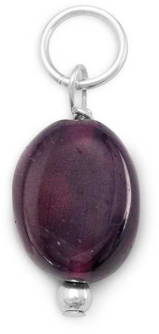 Image of Oval Garnet Charm - January Birthstone 925 Sterling Silver