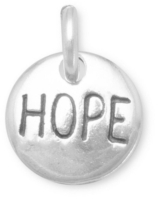 Oxidized "Hope" Charm 925 Sterling Silver