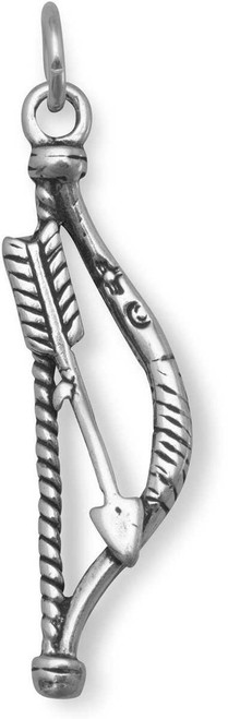 Image of Oxidized Bow and Arrow Charm 925 Sterling Silver