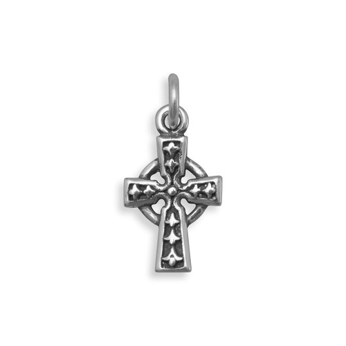 Image of Oxidized Celtic Cross Charm 925 Sterling Silver
