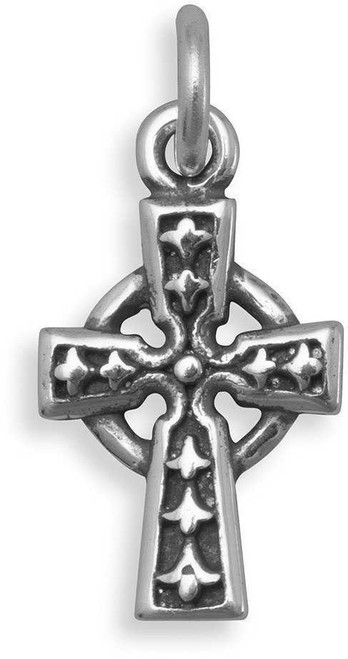 Image of Oxidized Celtic Cross Charm 925 Sterling Silver