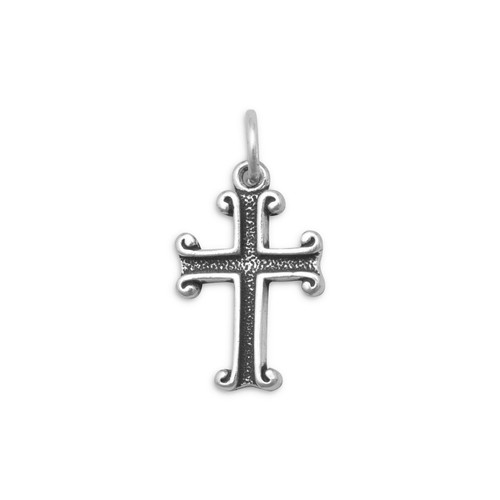 Image of Oxidized Cross Charm 925 Sterling Silver