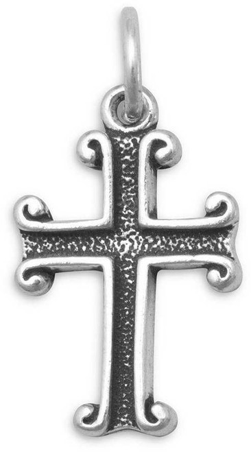 Image of Oxidized Cross Charm 925 Sterling Silver