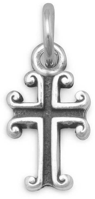 Image of Oxidized Cross Charm 925 Sterling Silver (74123-bt)