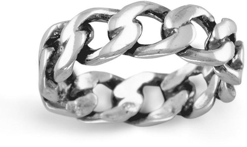 Oxidized Curb Chain Ring 925 Sterling Silver