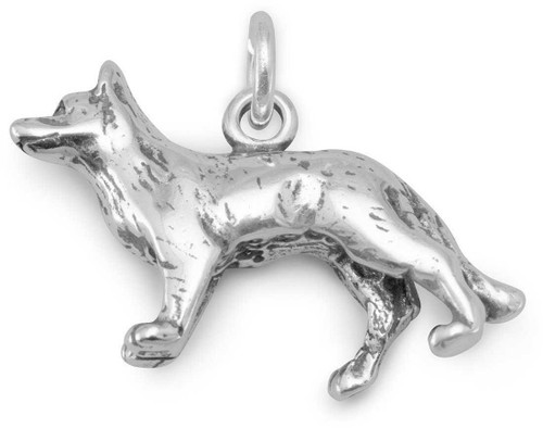 Image of Oxidized German Shepherd Charm 925 Sterling Silver