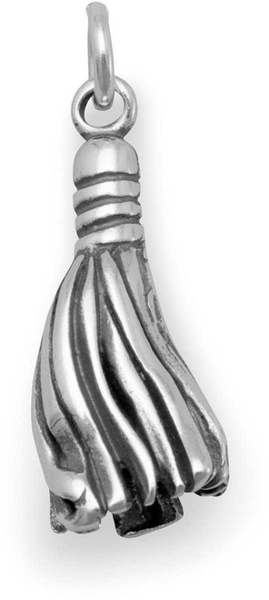 Image of Oxidized Graduation Tassle Charm 925 Sterling Silver