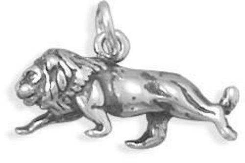 Image of Oxidized Lion Charm 925 Sterling Silver