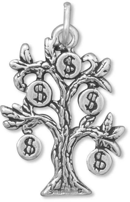 Image of Oxidized Money Tree Charm 925 Sterling Silver