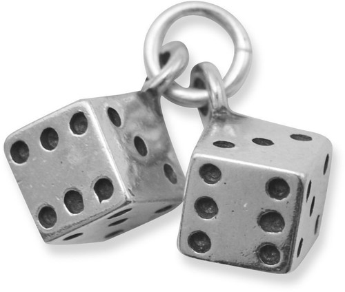Oxidized Pair of Dice Charm 925 Sterling Silver