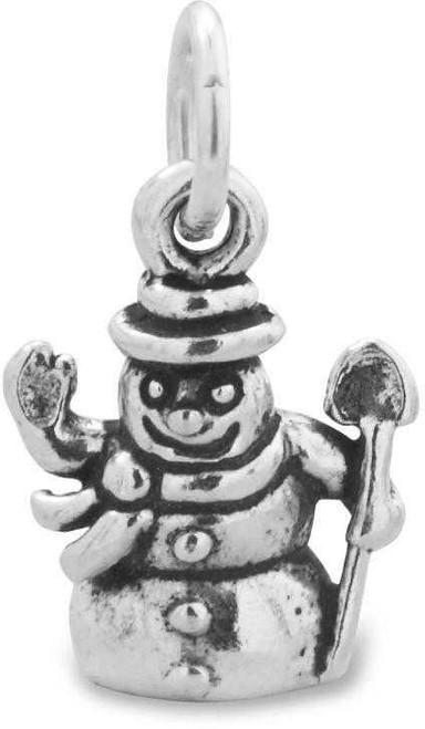 Image of Oxidized Snowman Charm 925 Sterling Silver