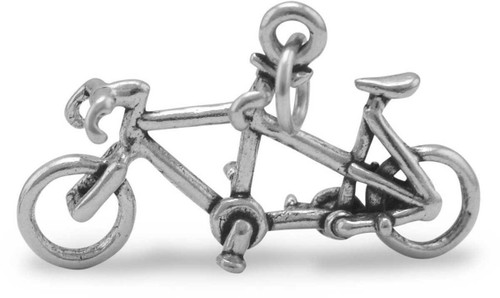 Image of Oxidized Tandem Bicycle Charm 925 Sterling Silver