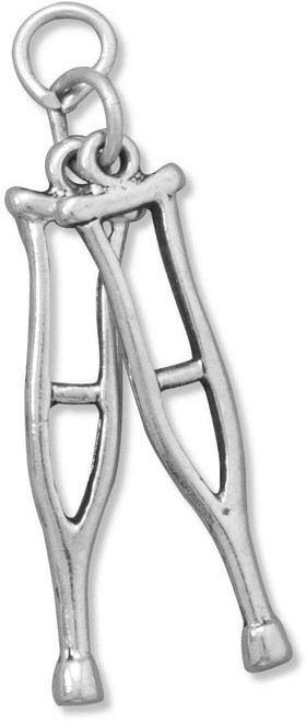 Image of Pair of Crutches Charm 925 Sterling Silver