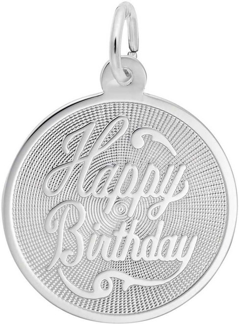 Image of Patterned Happy Birthday Charm (Choose Metal) by Rembrandt