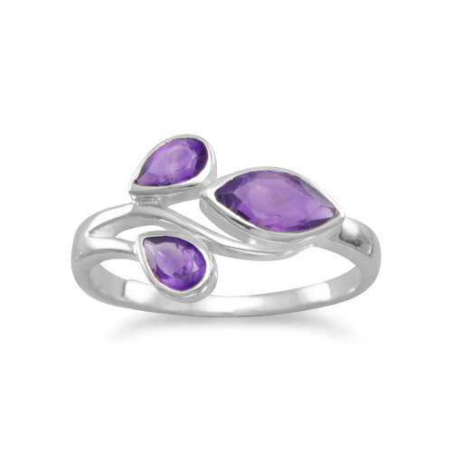 Image of Pear and Marquise Amethyst Ring 925 Sterling Silver