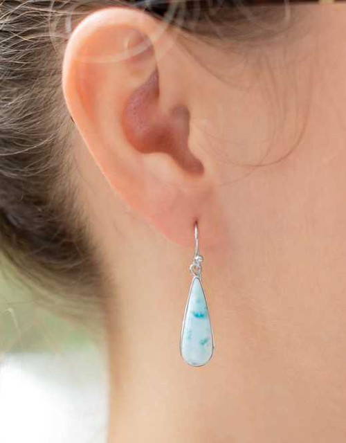 Image of Pear Shape Larimar Earrings 925 Sterling Silver