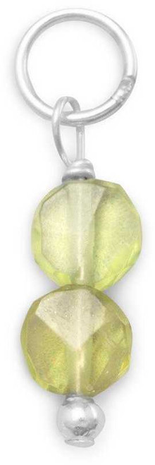 Image of Peridot Coin Bead Charm - August Birthstone 925 Sterling Silver