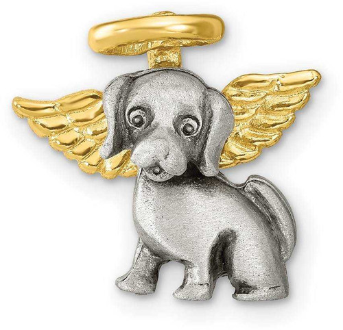 Image of Pewter & Gold-tone Dog Angel Lapel Pin