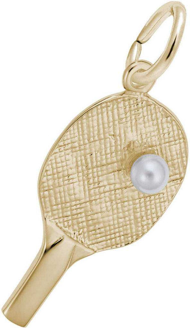 Image of Ping Pong Paddle Charm w/ Simulated Pearl (Choose Metal) by Rembrandt