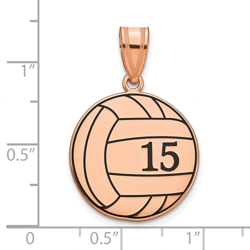 Pink Plated Sterling Silver & Black Enamel Personalized Volleyball Pendant