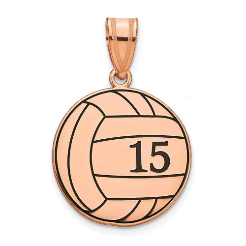 Image of Pink Plated Sterling Silver & Black Enamel Personalized Volleyball Pendant