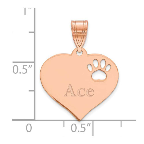 Image of Pink Plated Sterling Silver Personalized Heart with Paw Print Cut Out Pendant