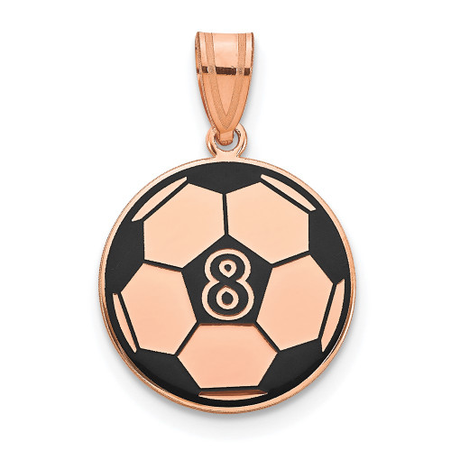 Pink-plated Sterling Silver & Black Enamel Personalized Soccer Ball Pendant