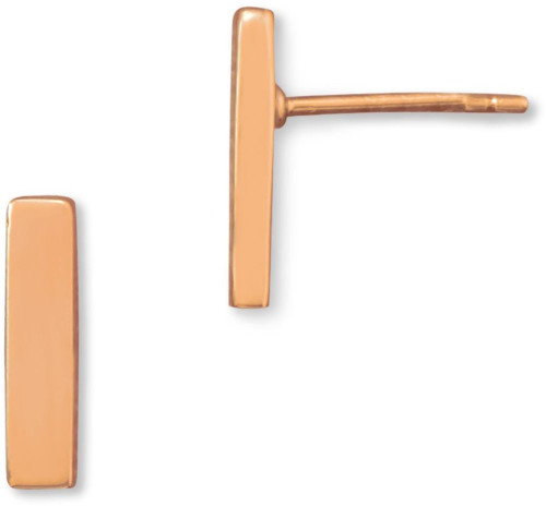 Image of Pink-plated Sterling Silver Bar Stud Earrings
