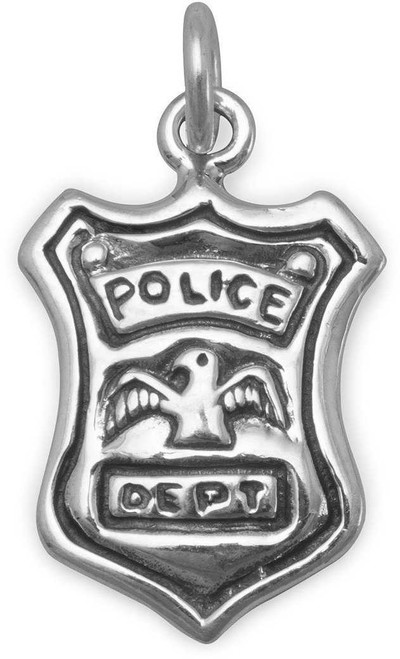 Image of Police Shield Charm 925 Sterling Silver