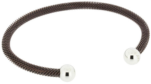 Q Ray - Orleans Mesh Series - Brown Stainless Steel Cuff Bracelet (Q681)