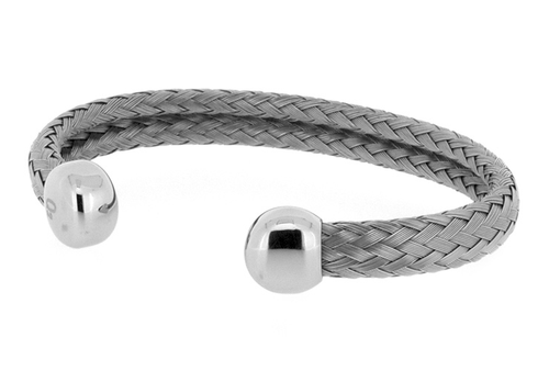 Image of Q Ray - Steel Series - Double Woven Mesh Stainless Steel Cuff Bracelet (Q271)