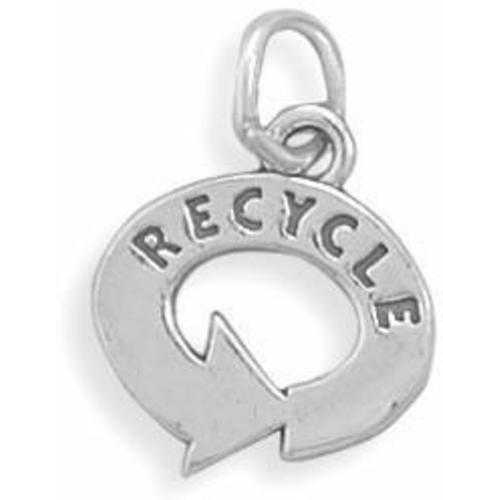 Image of Recycle Symbol Charm 925 Sterling Silver