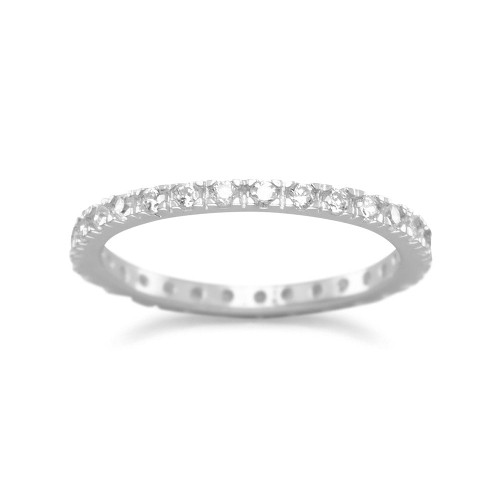 Image of Rhodium Plated CZ Eternity Band 925 Sterling Silver