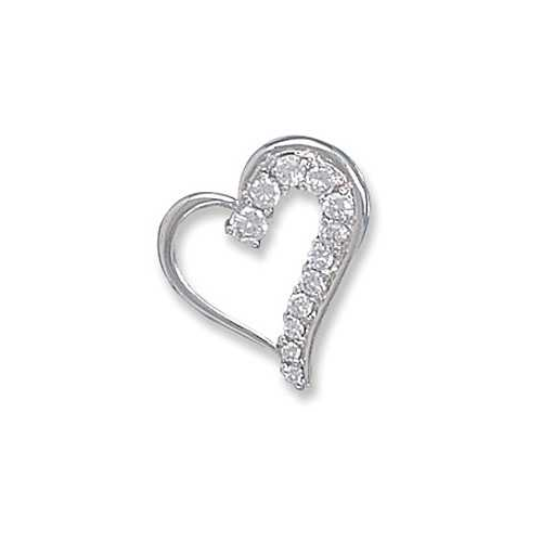 Image of Rhodium Plated Graduated CZ Heart Slide 925 Sterling Silver - LIMITED STOCK