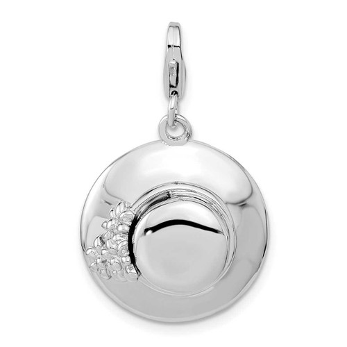 Image of Rhodium-Plated Sterling Silver 3-D Enameled Hat w/ Lobster Clasp Charm