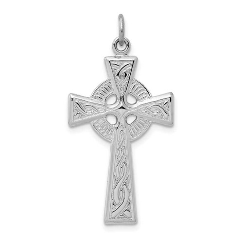 Image of Rhodium-Plated Sterling Silver Celtic Cross Pendant